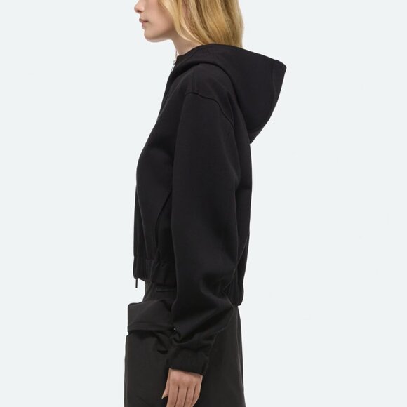 Helmut Lang Women's Hooded Shell Jacket - L Black Moto / Bomber, wool leather - Picture 3 of 13